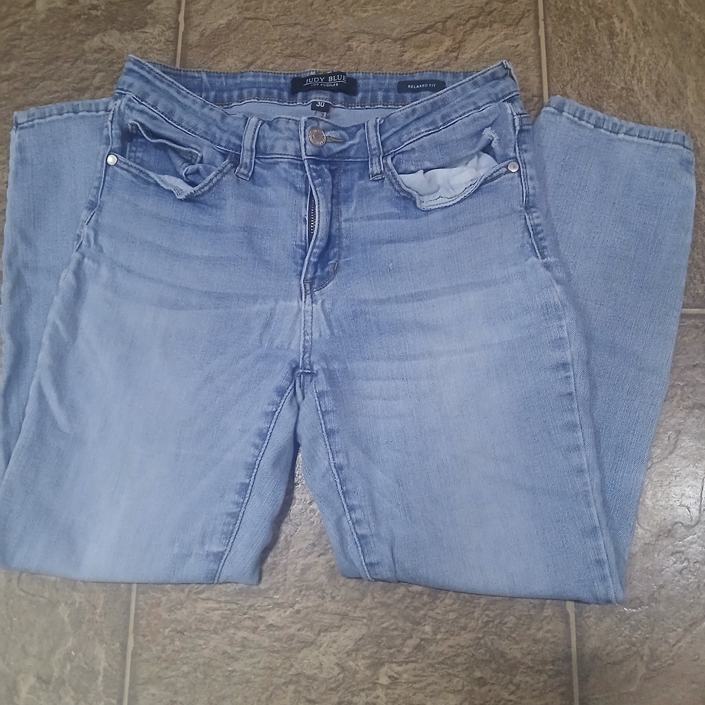 Judy Blue Women's Light Bl7e Relaxed Fit Sz 30 Skinny Staight Stretch Jeans